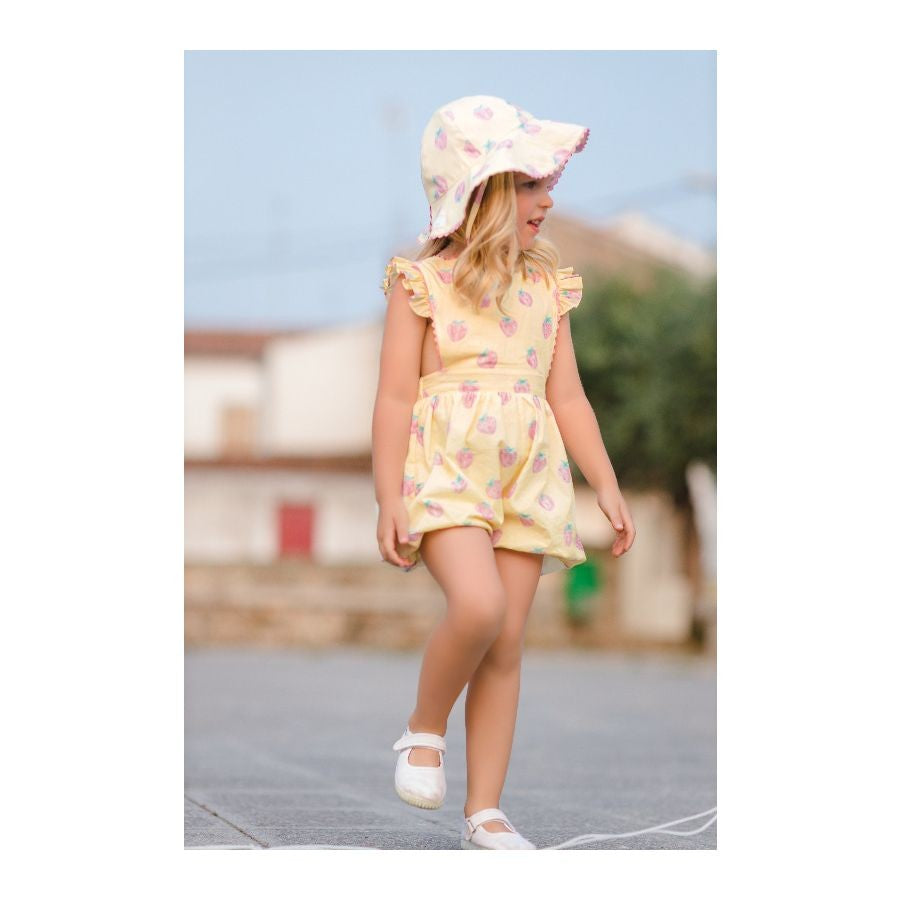 Sal & Pimenta Girls Romper - Yellow Pastel Pink Berries