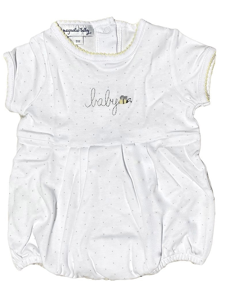 Magnolia Baby White Baby Bee Embroidered Bubble - Boy