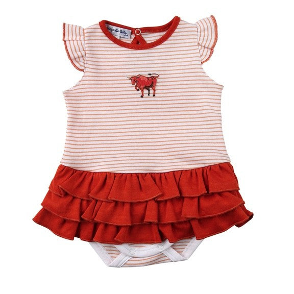 Magnolia Baby Girls Texas Longhorn Embroidered Ruffle Flutters Bubble