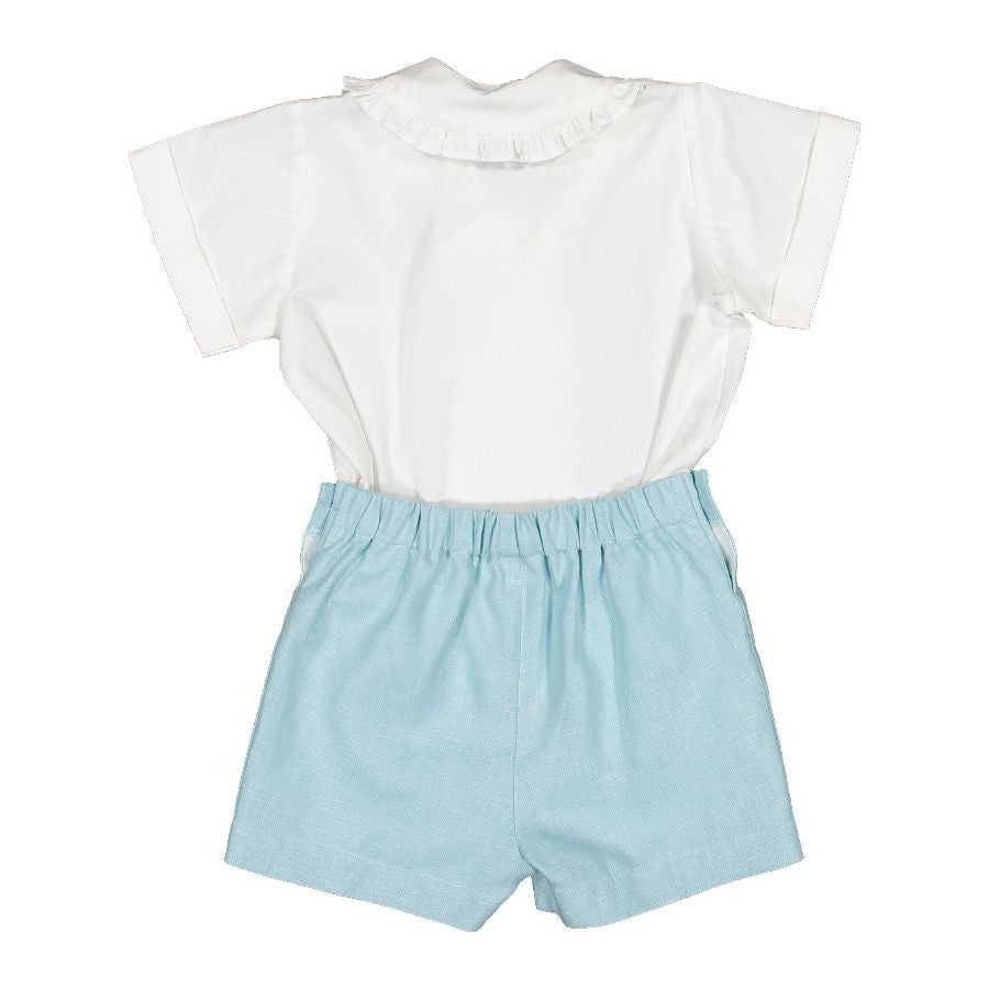 Sal & Pimenta Boys Dressy Shorts Set - Turquoise Linen