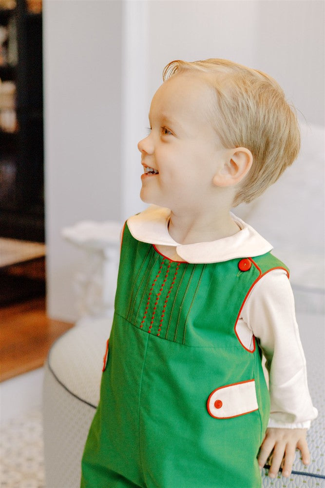 Proper Peony Boys Green Juniper Christmas Jon Jon