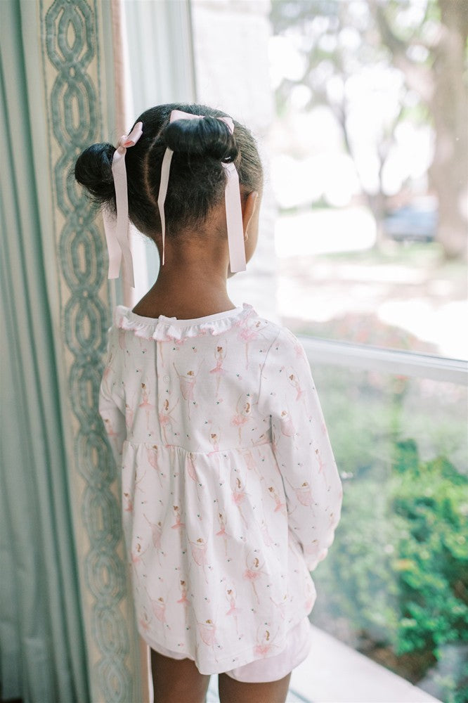 Proper Peony Pima Girls Pink Ballerinas Bloomers Set