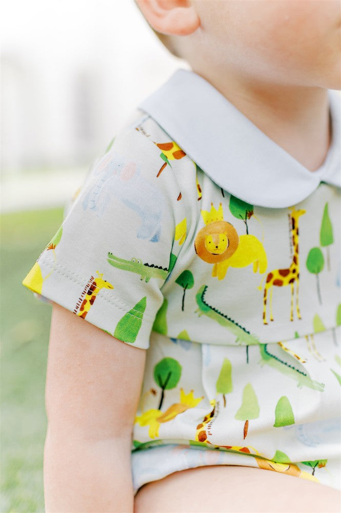 Proper Peony Pima Baby Boys Savannah Zoo Animals Bubble by Proper Peony