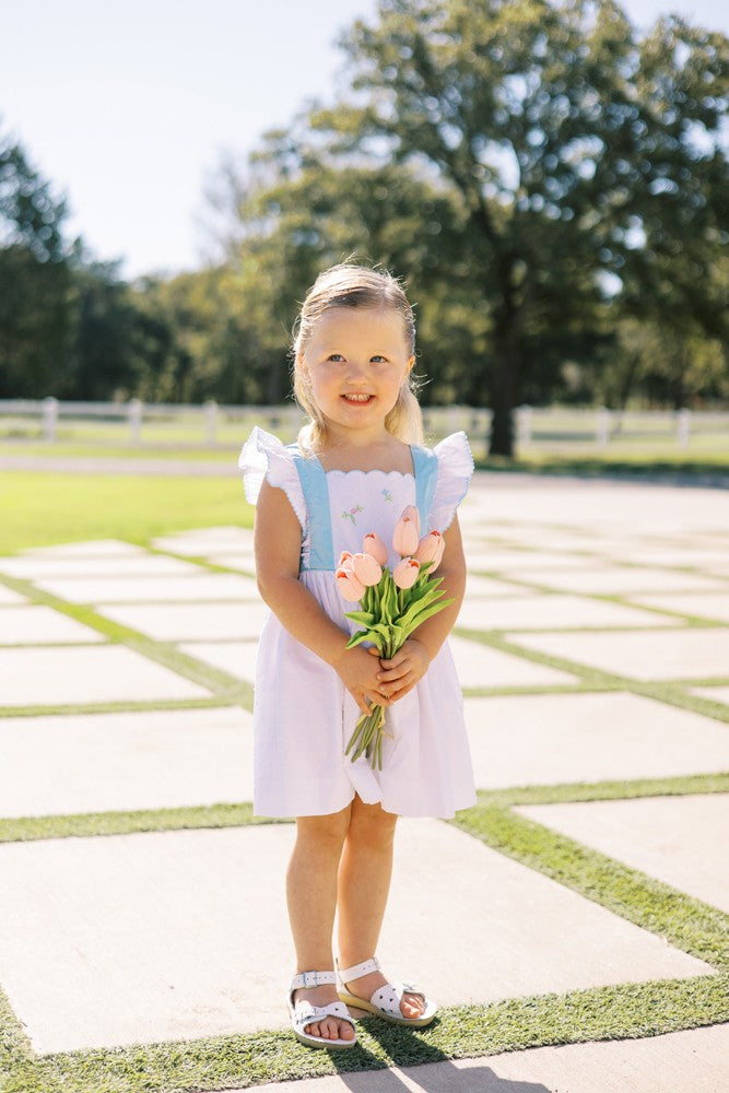 Proper Peony Girls Posy White Swiss Pinafore Dress