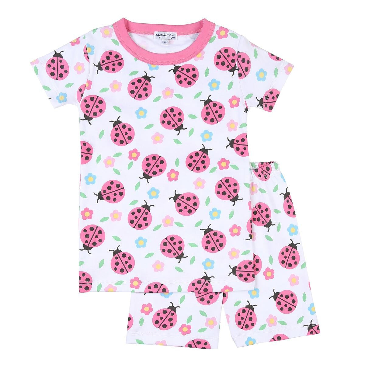Magnolia Baby Little Girls Hot Pink Ladybug Hugs Short Pajamas