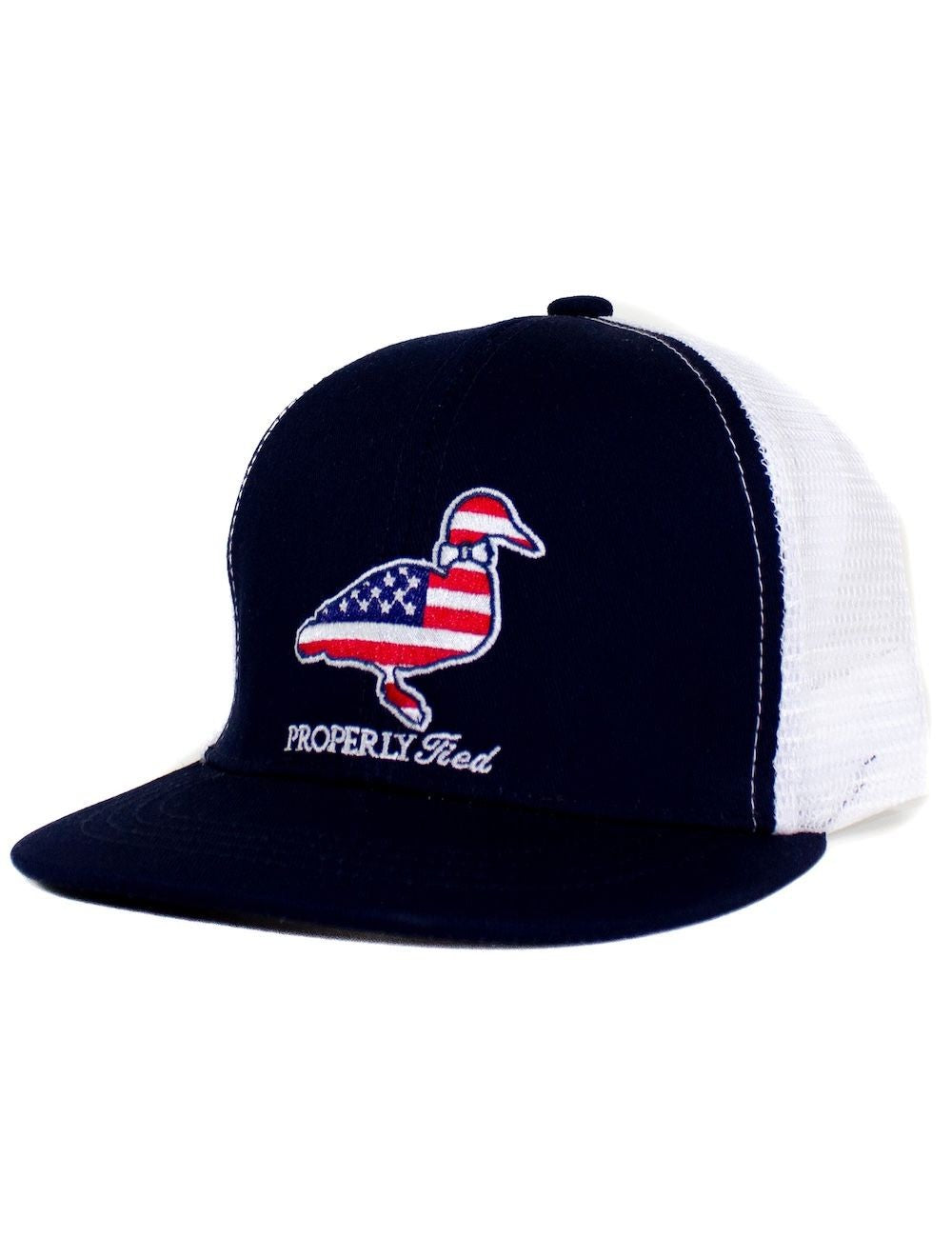 Properly Tied Boys Trucker Hat - Navy Blue Americana Logo