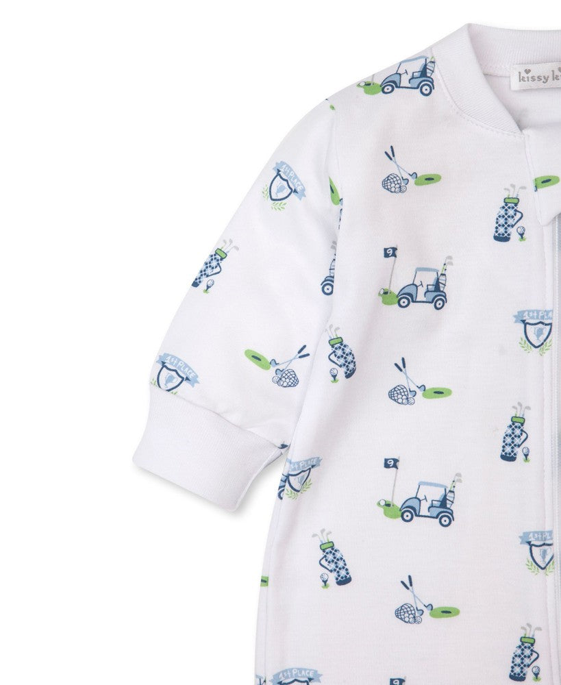 Kissy Kissy Baby Boys Longest Drive Golf Print Footie with Zipper - Blue by Kissy Kissy