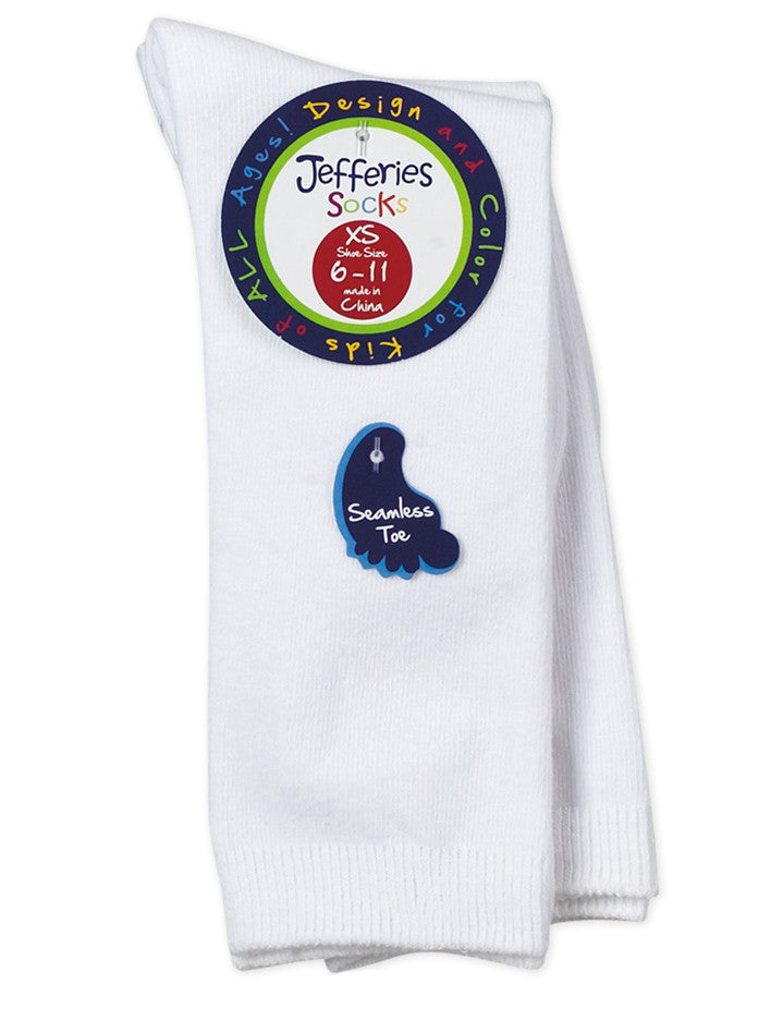 Jefferies Socks - Boys / Girls Unisex Seamless Big Hug Knee High Socks - 2 Pair Pack - White