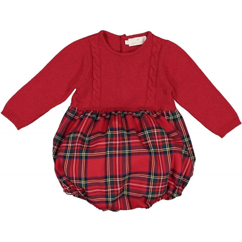 Sal & Pimenta Girls Bubble - Red Christmas Tartan Holiday Plaid