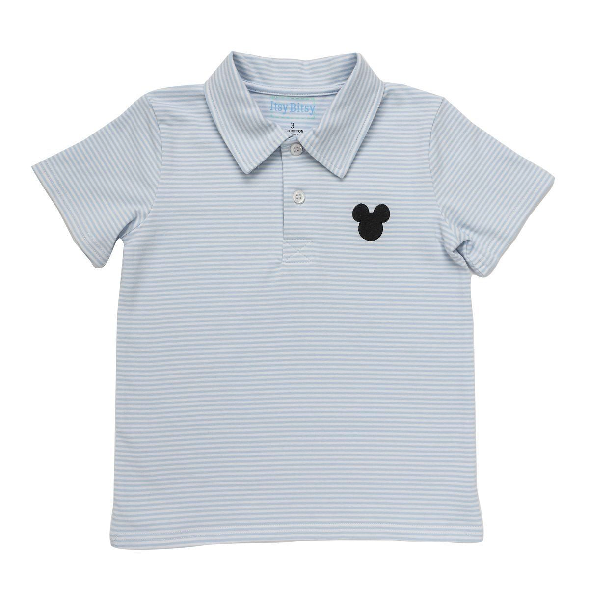 Itsy Bitsy Boys Light Blue Polo Shirt - Mouse Ears Embroidery