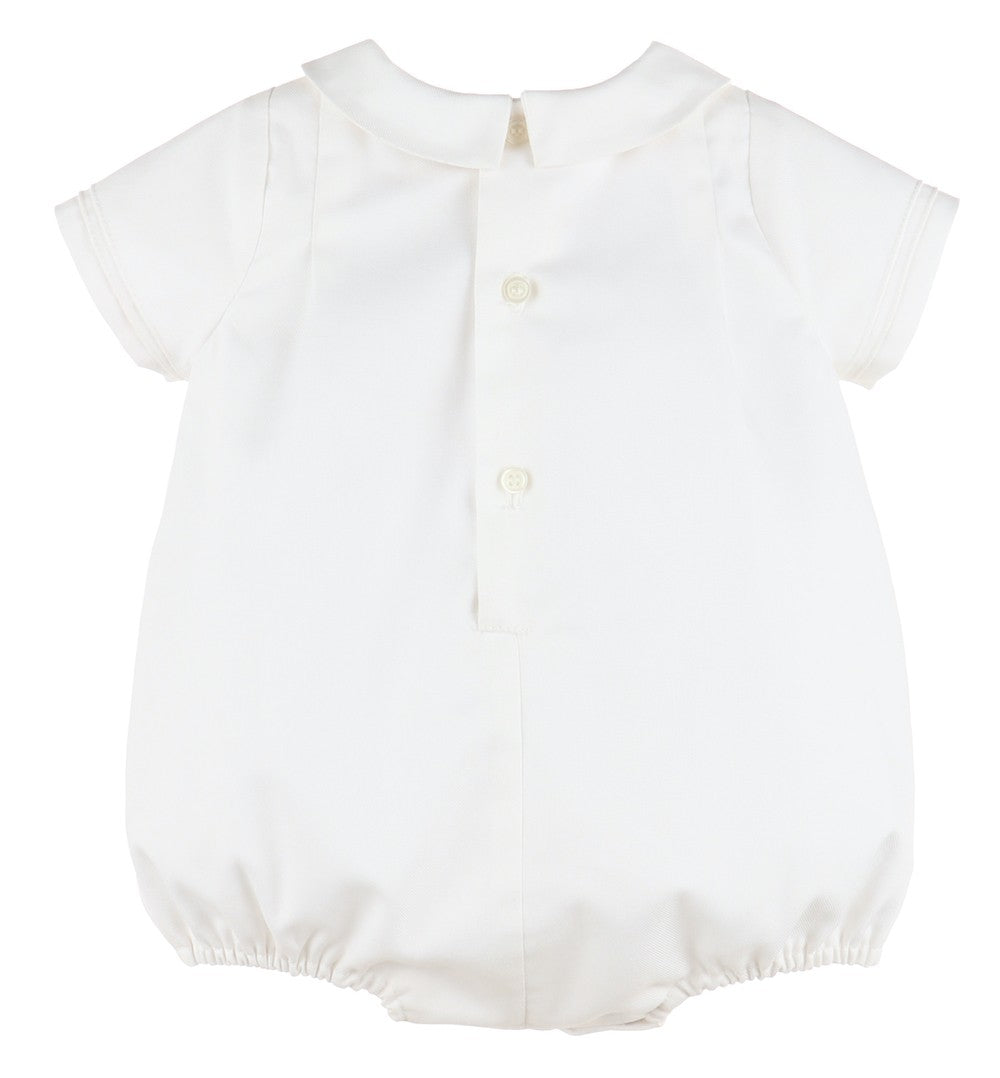 Luli & Me Baby Boys Smocked Bubble - White