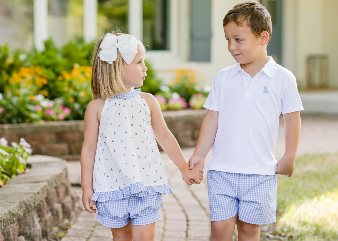 James & Lottie Boys Conrad Shorts - Blue Gingham