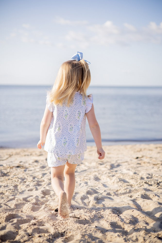 Proper Peony Girls Blue Forget Me Not Bloomers Set