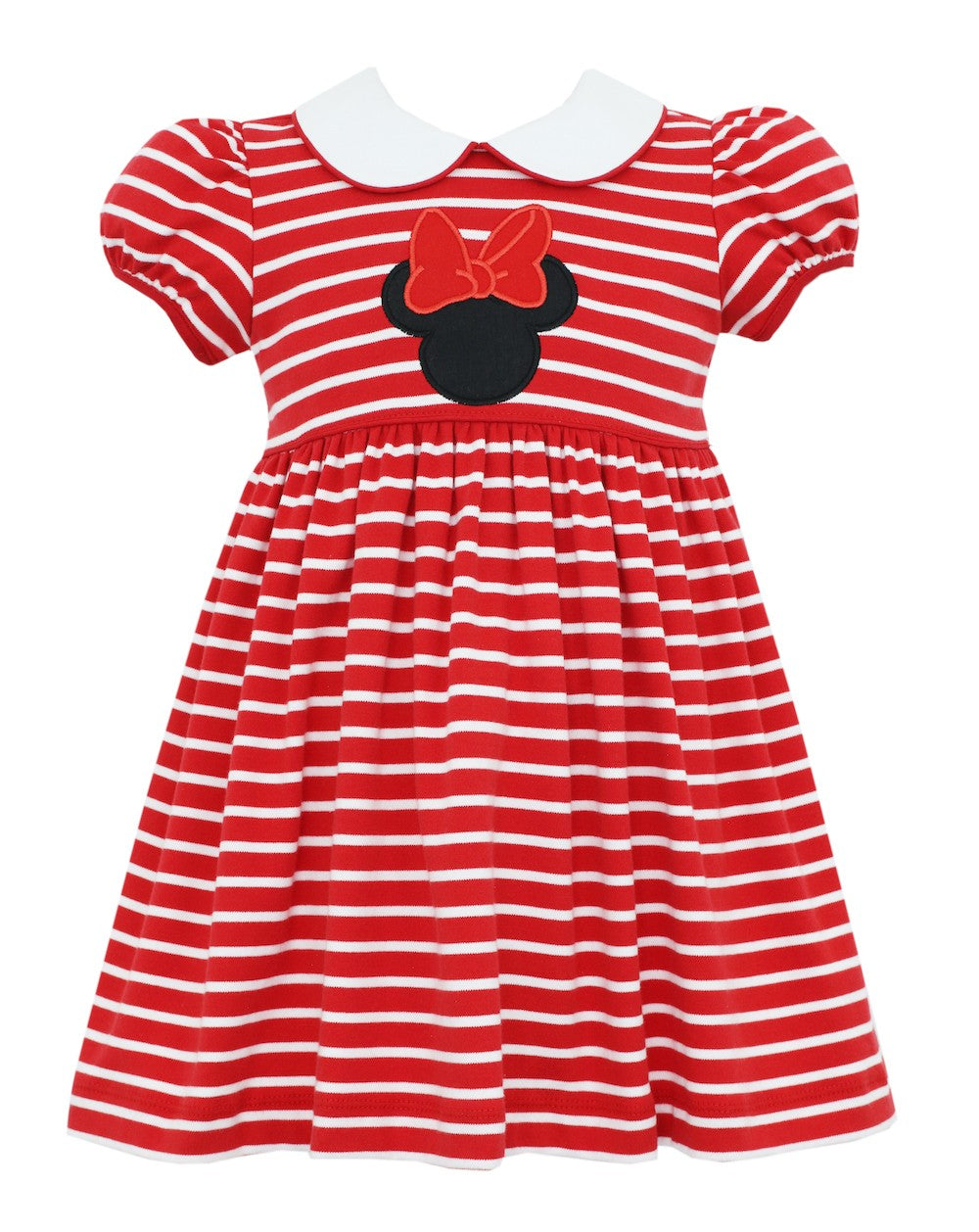 Claire & Charlie Girls Red & White Striped Knit Dress - Minnie Mouse