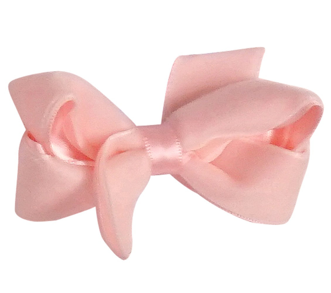 Wee Ones Girls Satin / Velvet Overlay Bow - Light Pink