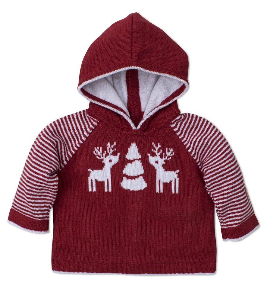 Kissy Kissy Baby Boys Red Reindeer Knits Sweater with Hood