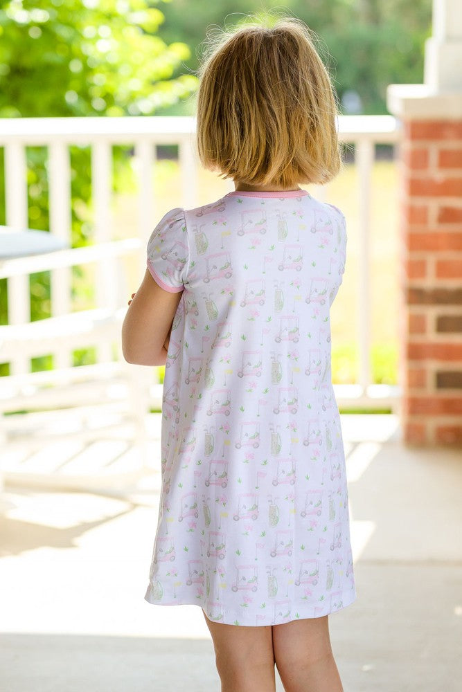 James & Lottie Girls Knit Play Dress - To a Tee Golf Print