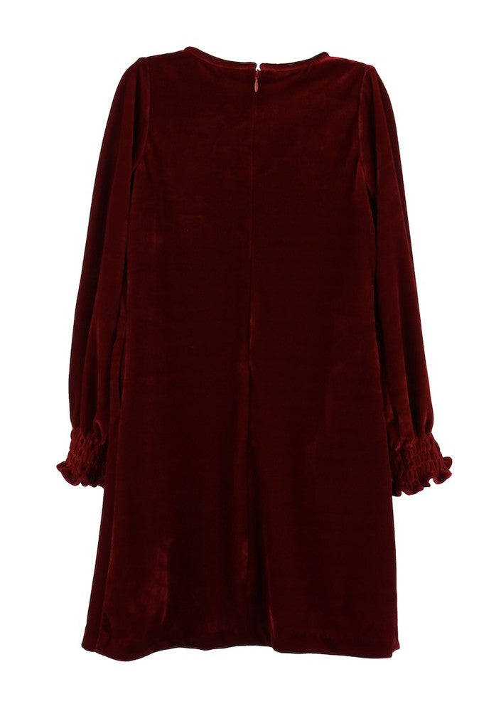 Luli & Me Gabby Girls Smocked Velvet Holiday Dress - Red