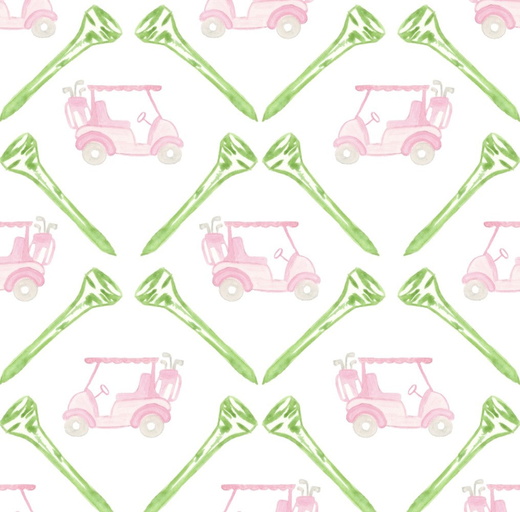 James & Lottie Girls Sally Skirt Set - Pink Tank with PAR-TEE Golf Print Skirt