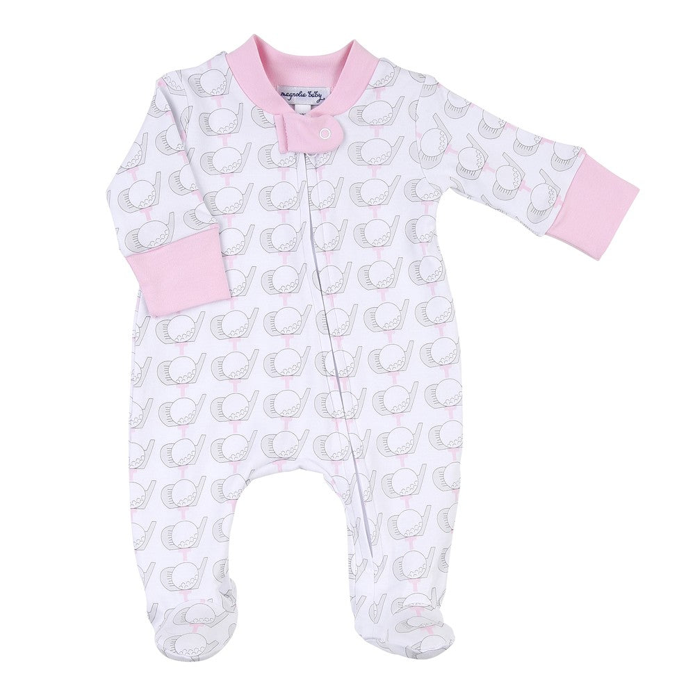 Magnolia Baby Girls Golf Printed Zipped Footie - Pink