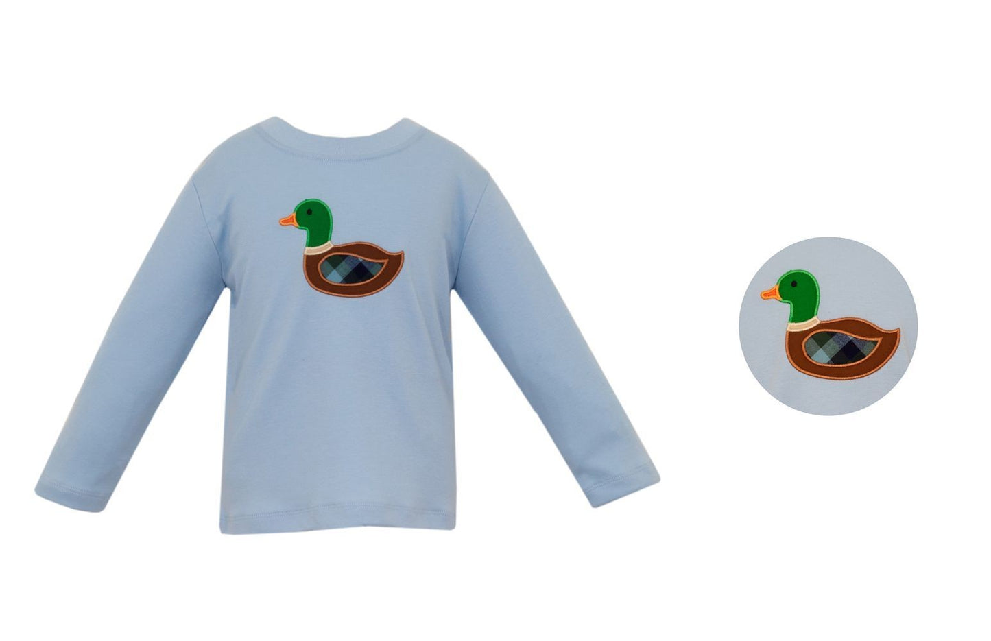 Claire & Charlie Boys Light Blue Shirt - Applique Mallard Duck