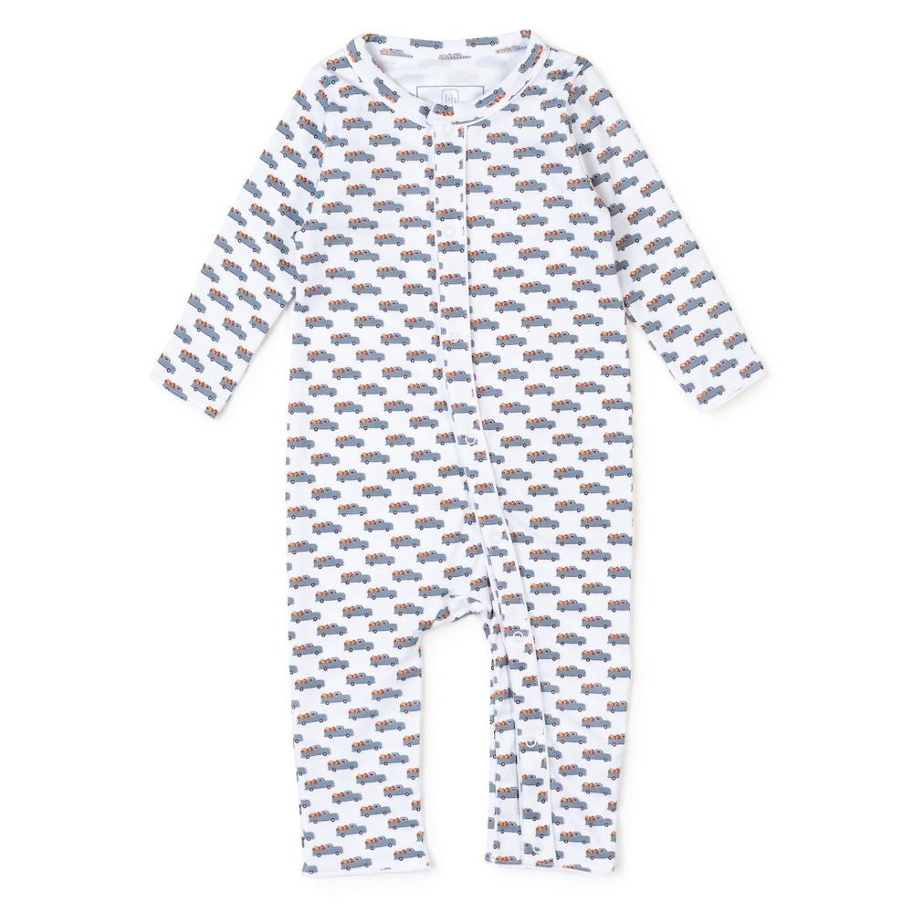 Lila & Hayes Baby Boys Graham Romper - Pumpkin Trucks