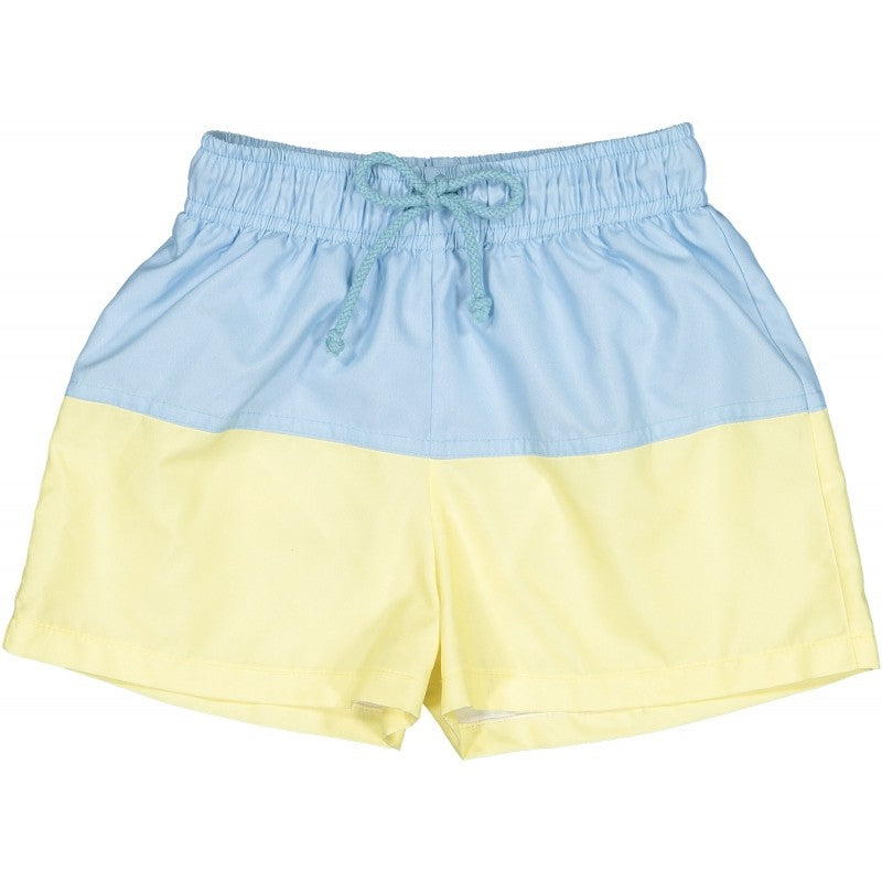 Sal & Pimenta Boys Swim Trunks - Light Blue & Yellow Colorblock