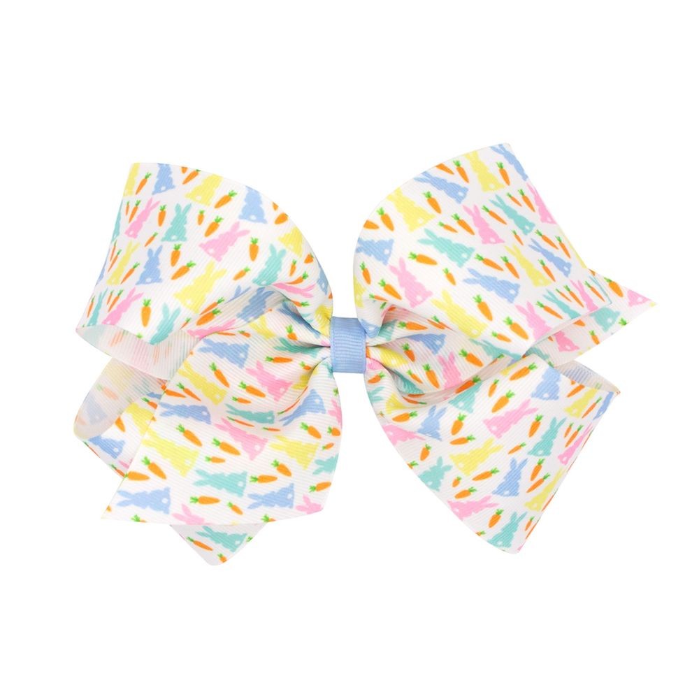 Wee Ones Girls Easter Bow - Pastel Peeps Bunny Print