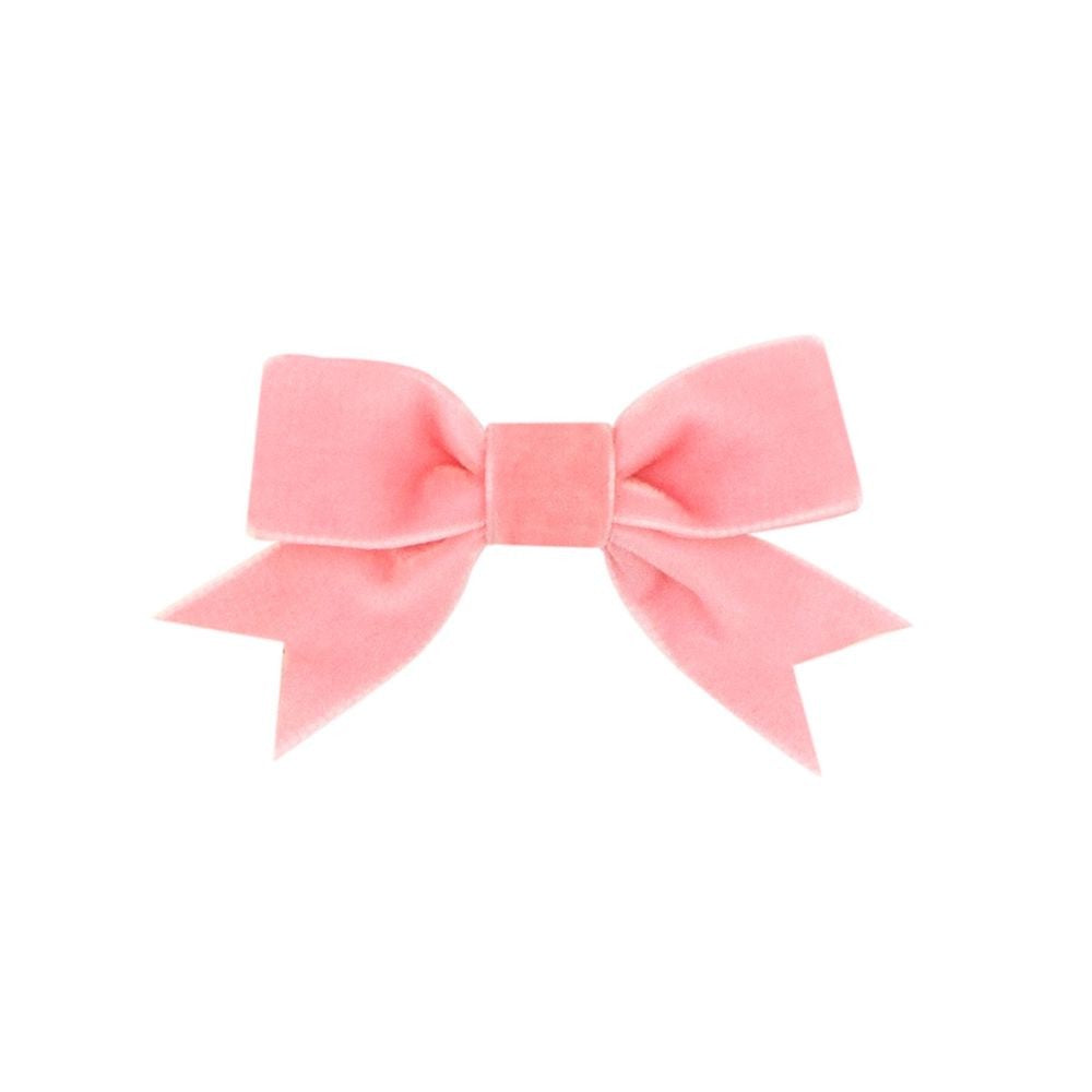 Wee Ones Girls Hair Bow - Mini Velvet Bow Tie with Fancy Tails - Blush Pink by Wee Ones