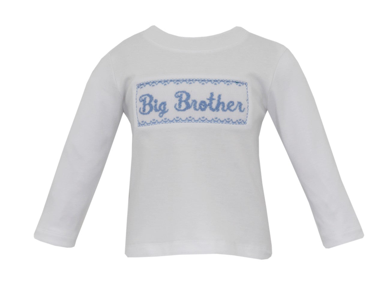 Anavini Velani Boys White Shirt - Blue Smocked Big Brother