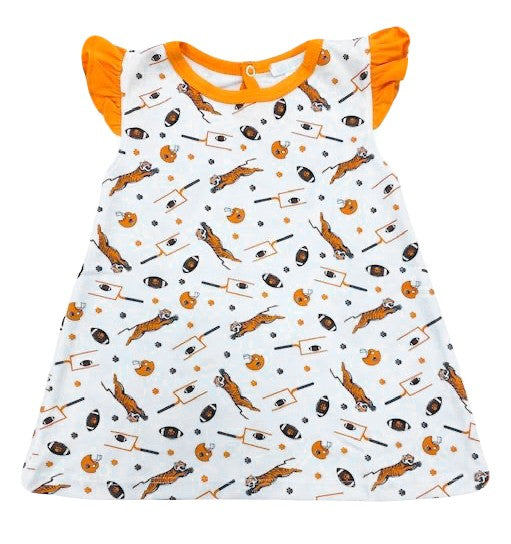 La Luna Girls Penny Dress with Angel Sleeves - Orange Clemson Tigers