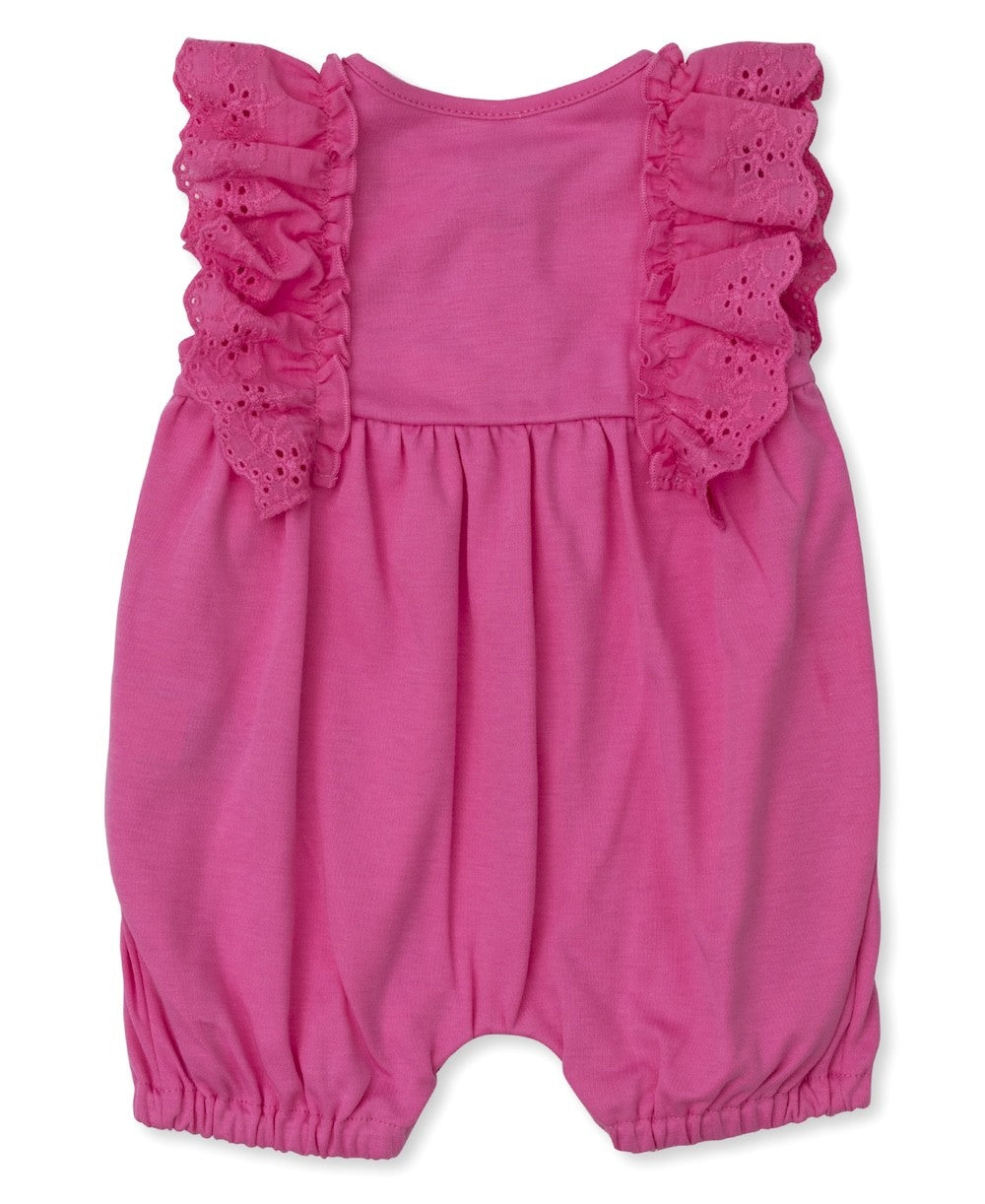 Kissy Kissy Love Baby Girls Fuchsia Pink Romper - Eyelet Trim by Kissy Kissy