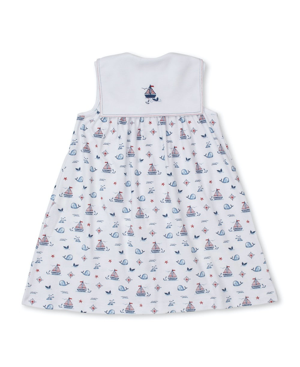 Kissy Kissy Toddler Girls Sailor Collar Dress - Blue Sails & Whales by Kissy Kissy