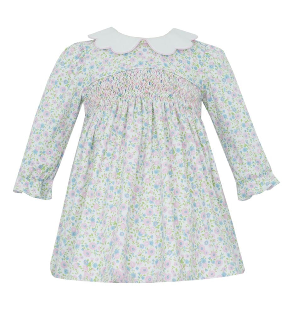 Petit Bebe Knits Toddler Girls Blue & Pink Liberty Floral Smocked Dress
