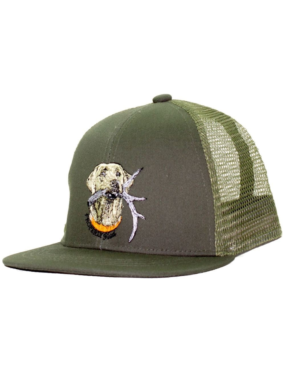 Properly Tied Boys Youth Trucker Hat - Lab Dog with Antler by Properly Tied