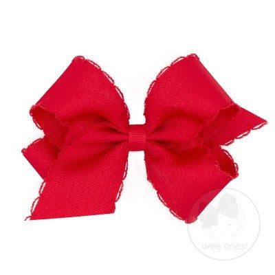 Wee Ones Girls Hair Bow - Monotone Moonstitch - Red