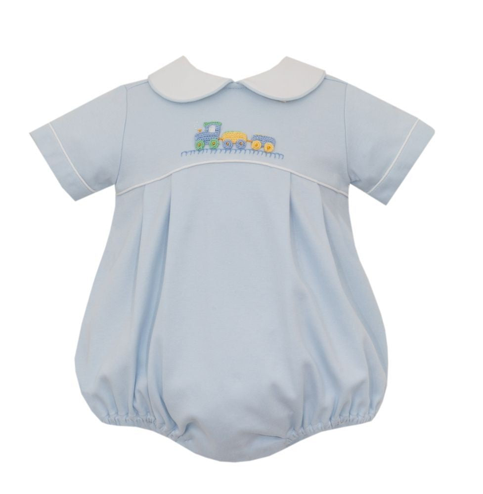 Petit Bebe Knits Baby Boys Blue Bubble - Crochet Train by Petit Bebe