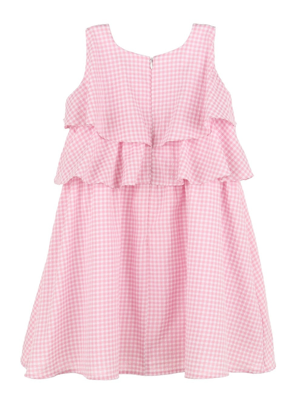Luli & Me Girls Sleeveless Ruffle Dress - Pink Gingham