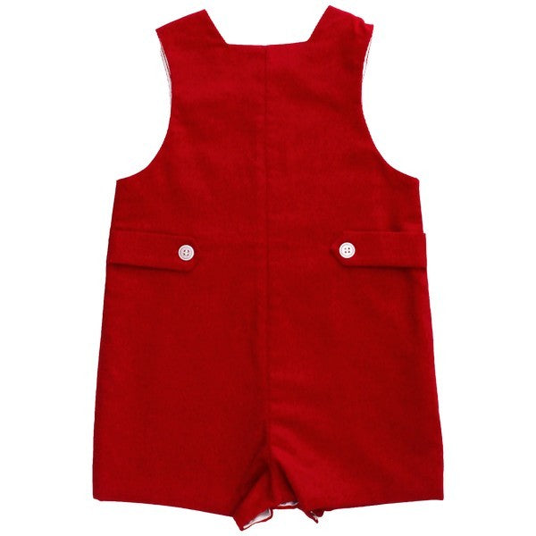 Bailey Boys Red Corduroy Shortall with Tabs & Winter Holiday Plaid Shirt