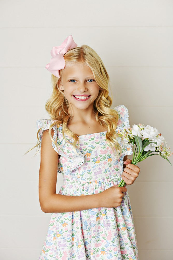 Swoon Baby Girls Pastel Easter Bunny Print Pinafore Dress