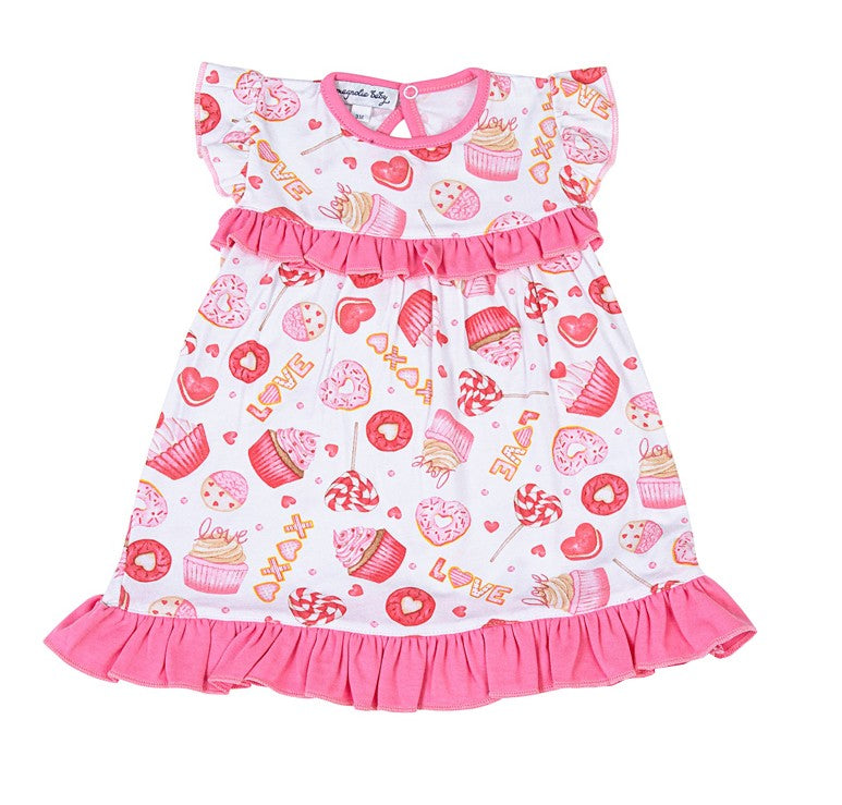 Magnolia Baby Girls Pink XOXO Valentine Sweets Ruffle Flutters Dress