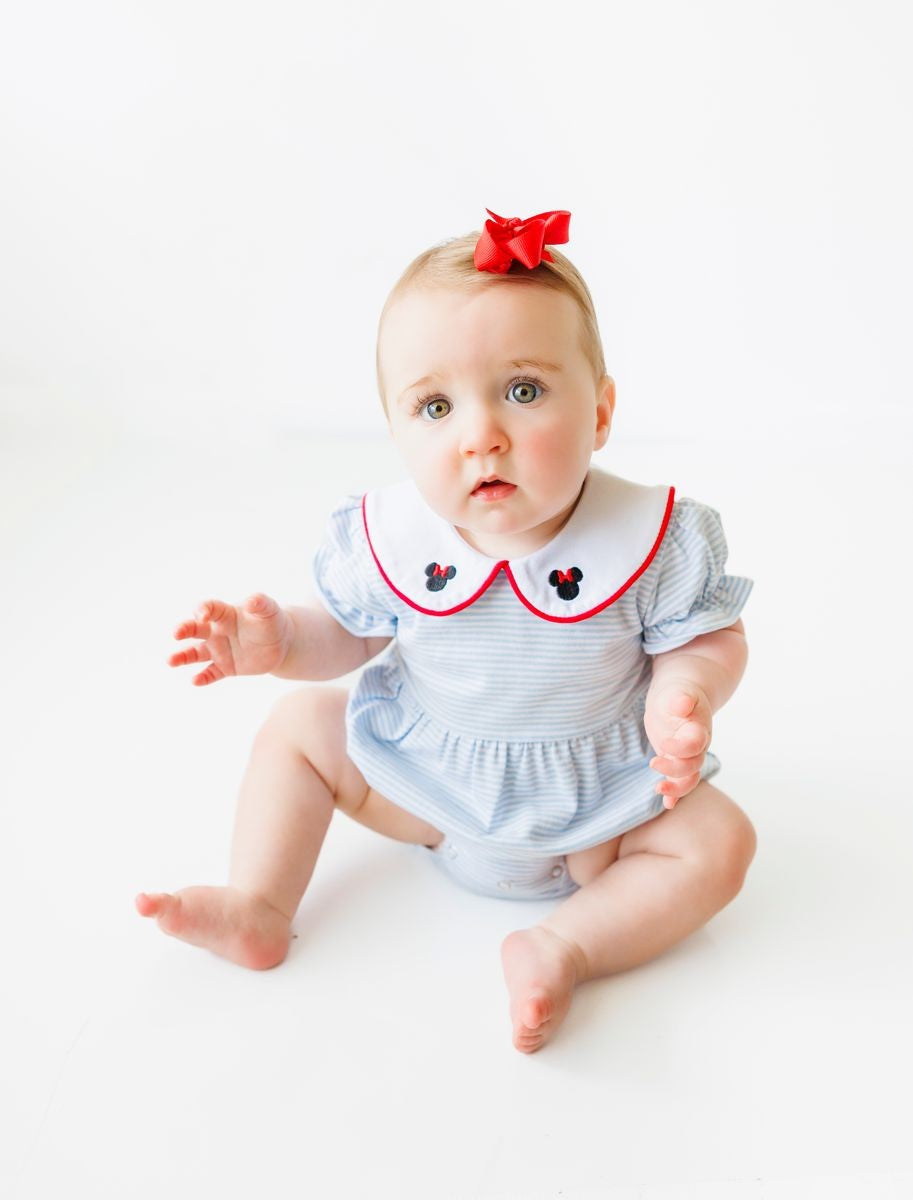 Itsy Bitsy Baby Girls Light Blue Knit Bubble - Mouse Ears Collar