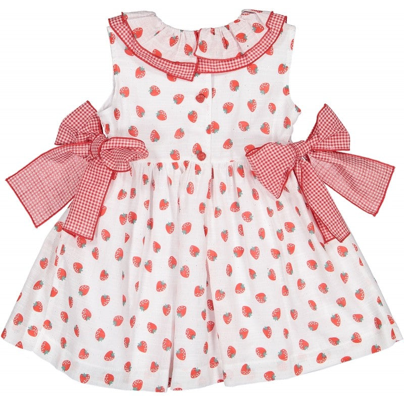 Sal & Pimenta Girls Dress - Strawberry Patch with Side Bows - Red