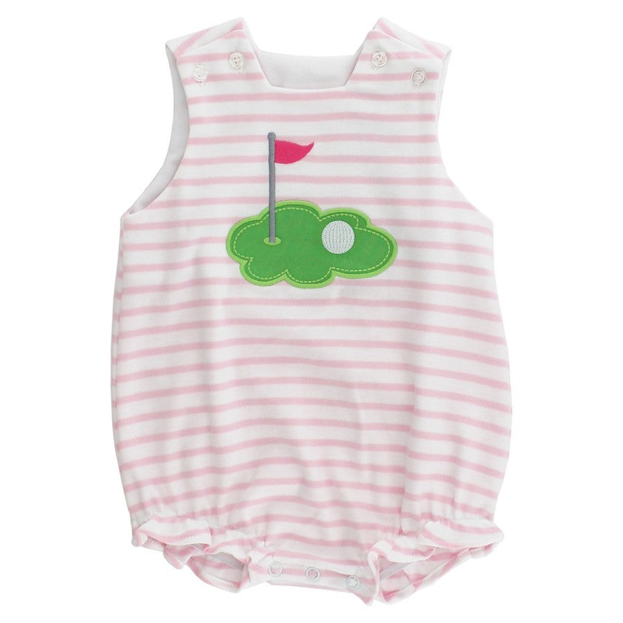 Bailey Boys Baby Girls Knit Bubble - Hole in One Golf - Pink Stripes