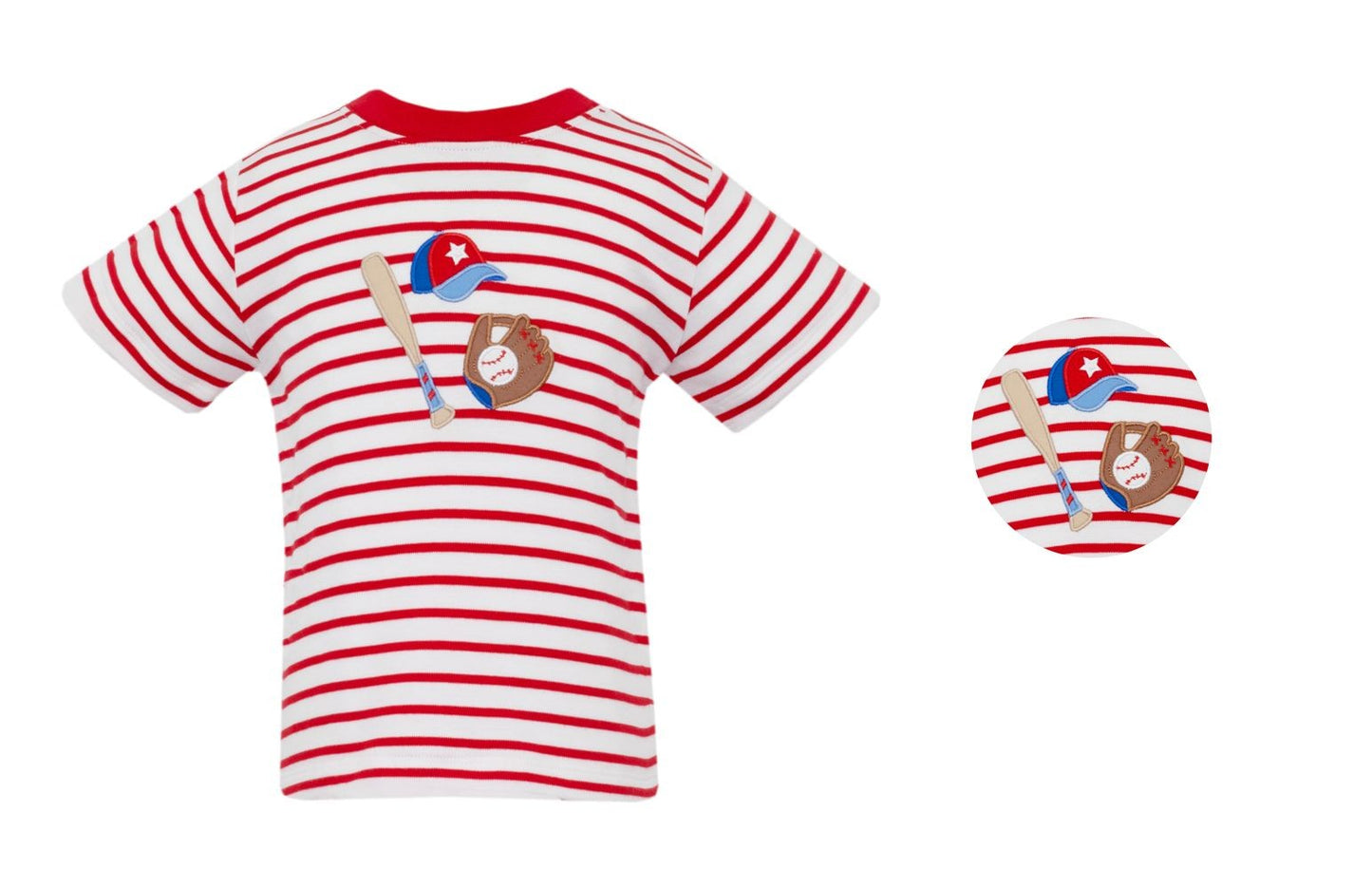 Claire & Charlie Boys Red Stripe Knit Shirt - Baseball Theme