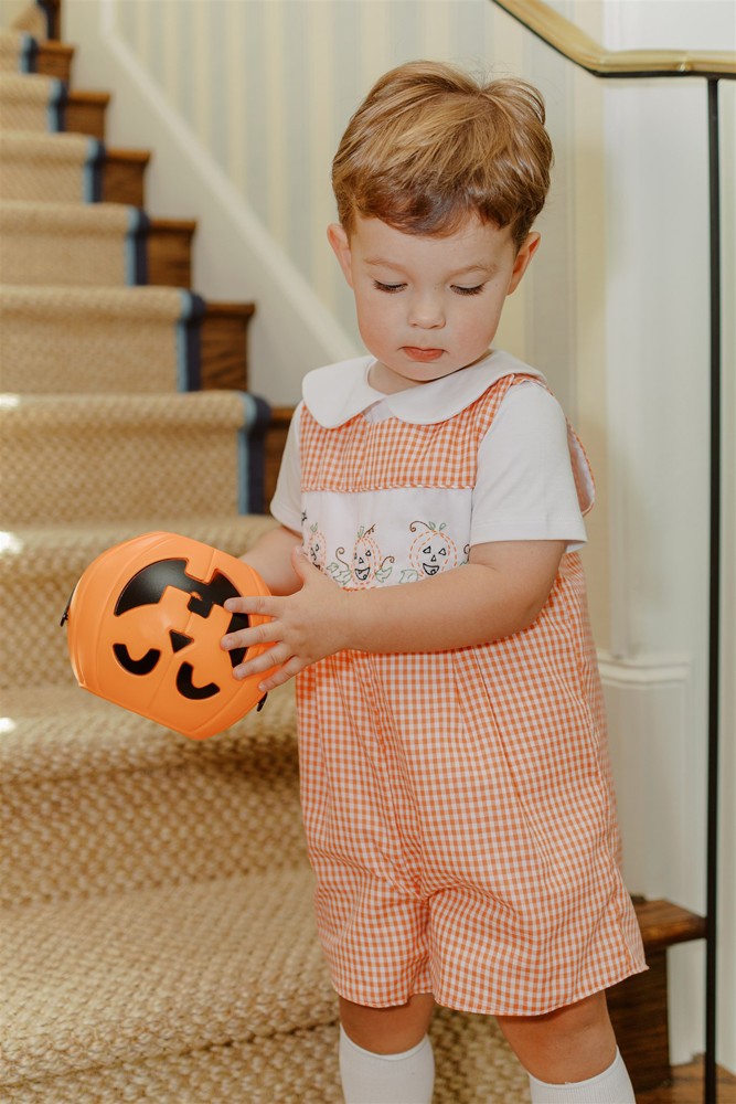 Proper Peony Boys Halloween Jack O 'Lantern Orange Jon Jon