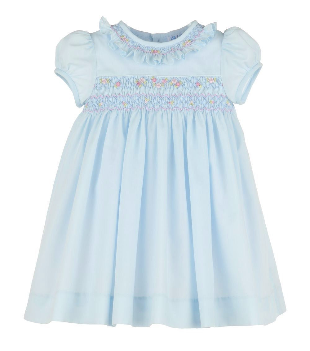 Luli & Me Baby / Toddler Girls Classic Smocked Dress - Blue