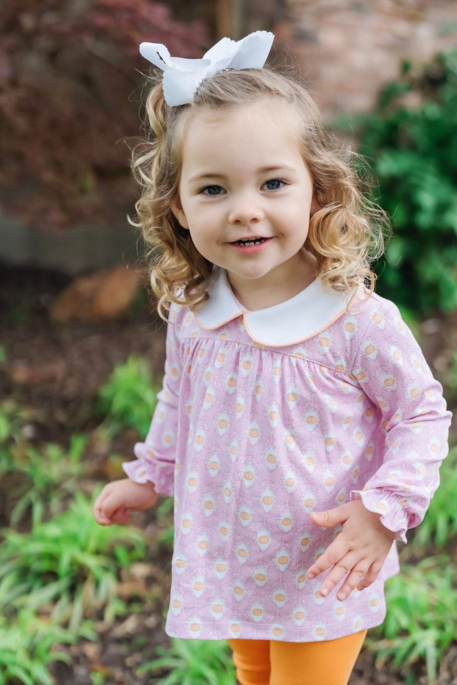 Lila & Hayes Girls Morgan Leggings Set - Orange & Pink Pretty Pumpkins