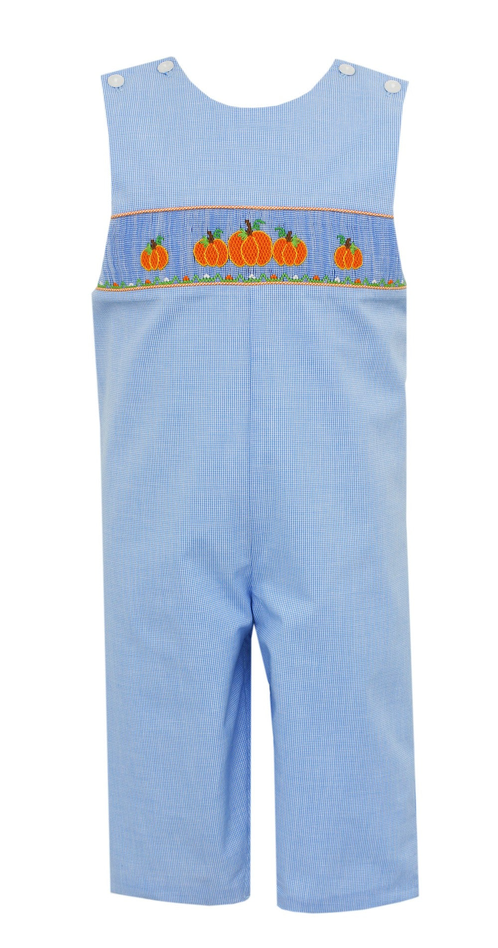 Petit Bebe Baby / Toddler Boys Longall - Blue Check - Smocked Pumpkins by Petit Bebe