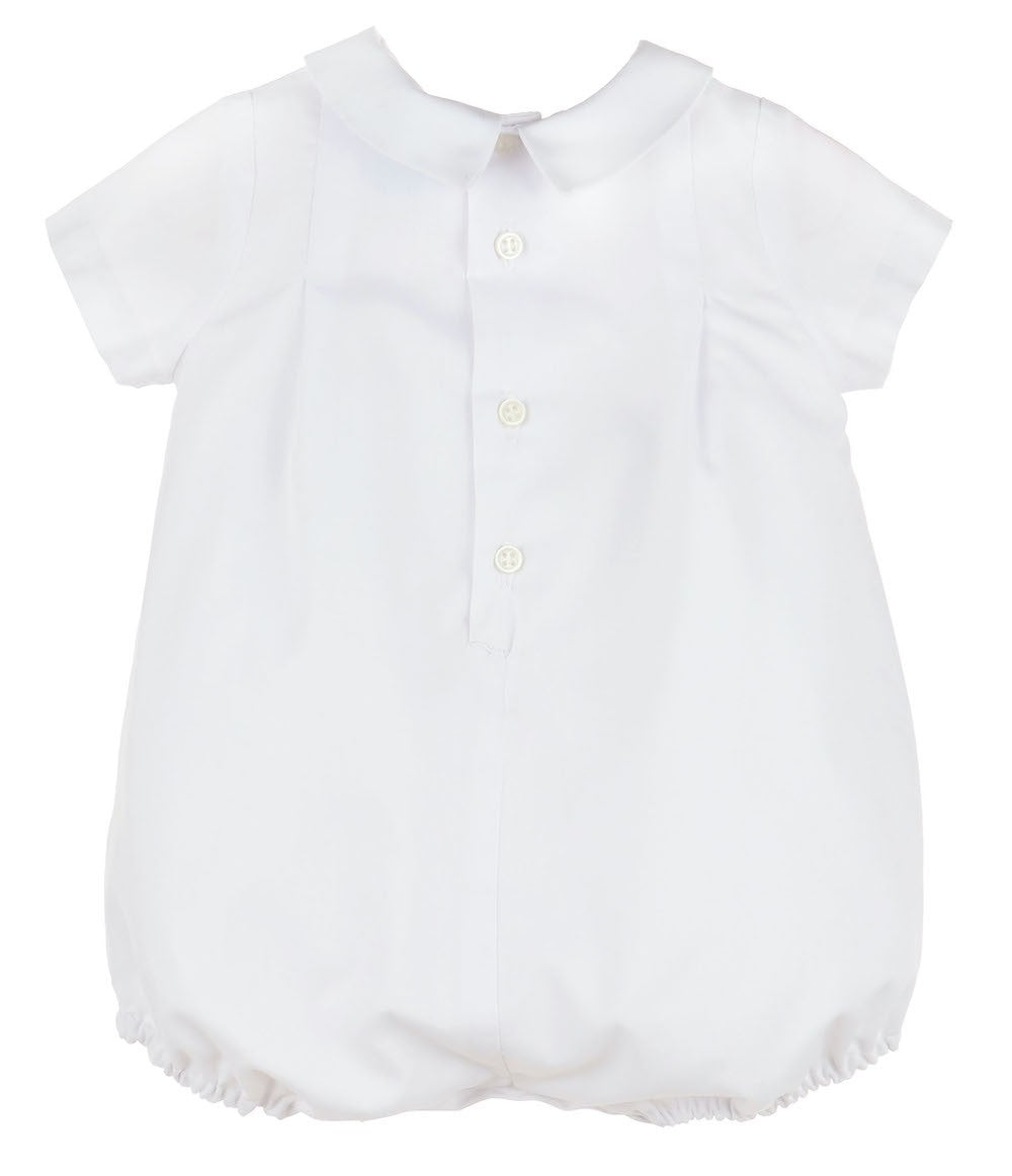 Luli & Me Baby Boys White Bubble - Pintucks & Stitches Detail by Luli & Me